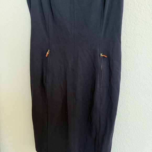 Lauren Ralph Lauren Blue stretch knit fitted sheath dress with leather zippers - Picture 5 of 7